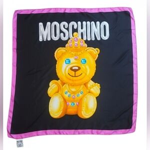 MOSCHINO COUTURE | 100% Silk Jewel King Teddy Bear Scarf 34" X 34"